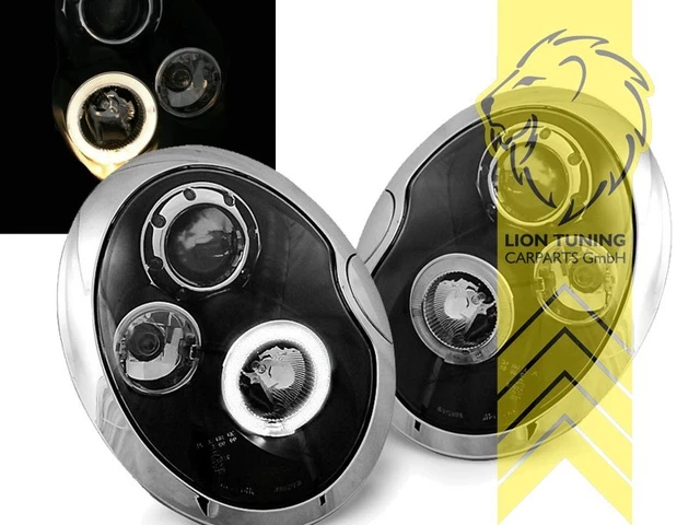 Mini R53 Scheinwerfer LED ANGEL EYES Scheinwerfer für Mini Cooper One R50 R52 R53 schwarz EUR ...