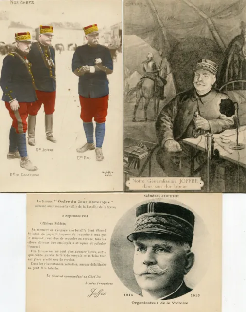 Militaire Guerre 1914 1918 LOT 3 carte nos Généraux Joffre Castelnau Pau