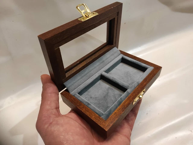 Coffret En Bois Et Verre pour Monnaies Médailles 2 Boîtes 50x50 MM Velours Ita