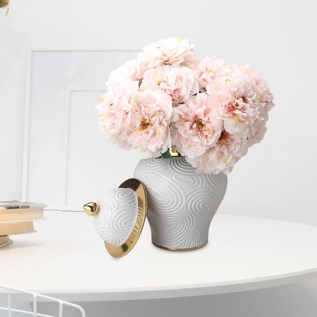 Vase en céramique avec couvercle, pot de rangement de pendaison de