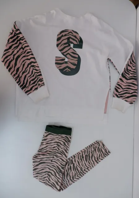 Stella McCartney Girls Outfit Set Age 12 Yrs Jumper Leggings White Pink Zebra