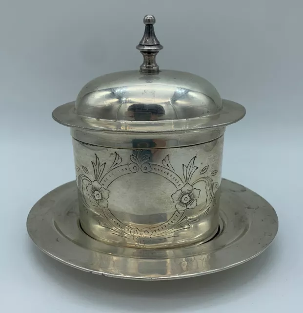 International Silver Company Vintage Silver Plate Tea Caddy With Plate Vintage