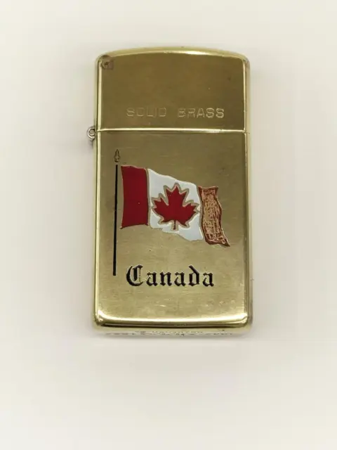 Zippo Solid Brass Slim Canada Flag