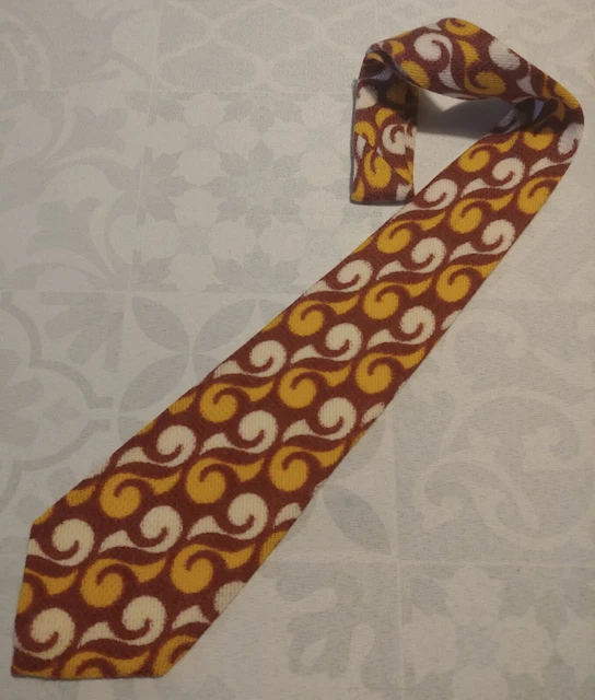 Cravate Vintage Circus London En Laine - Années 70, Couleur Noisette, Large, Neuve Sans étiquette