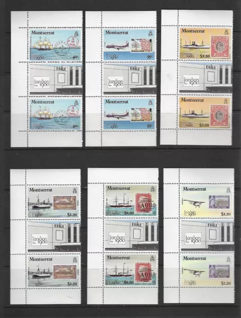 Montserrat 1980 London '80 Stamp Exhibition Set 6 Gutter Pairs Mint Never Hinged