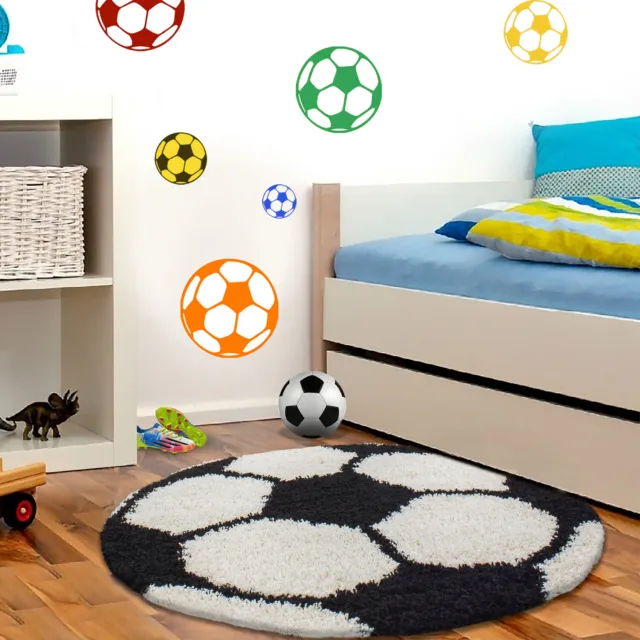 Alfombra infantil alfombra de habitación infantil pelotas fútbol baloncesto redonda negra