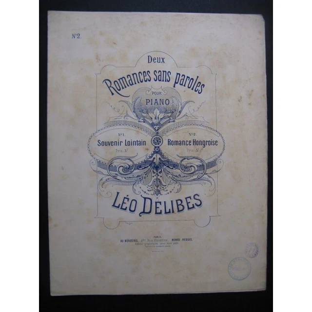 DELIBES Léo Romance Hongroise Piano ca1896 2