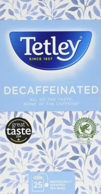 Tetley Decaffeinated Tea Bags Drawstring in Envelope - Pack of 25 Tea Bags