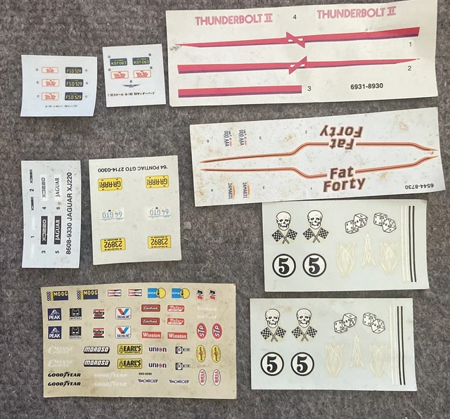 lot of 9 misc. Nascar waterslide decals model 1/24 scale T