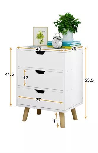 Mordern Bedside Table with Drawers Wooden Cabinet Storage side Table 3