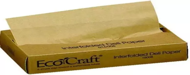 016008 Ecocraft Interfolded Dry Wax Deli Paper, 10-3/4" Length X 8" Width, NK8 N