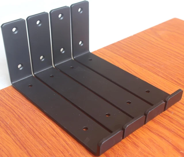 4 Pack - 7.5"L X 4"H X 1.5"W 5Mm Thick Black Hook Brackets, Hook Iron Shelf Bra