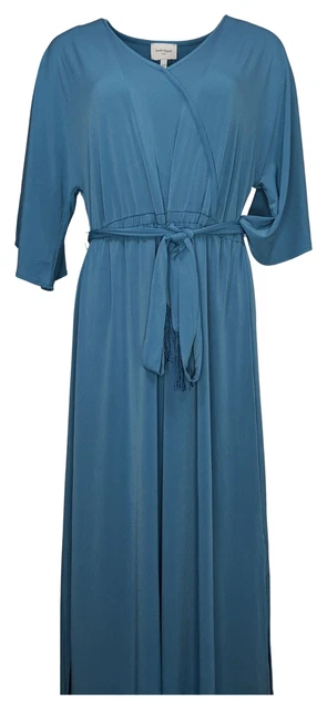 Haute Hippie Tribe Dress Sz M Knit Maxi w/ Fringe Belt Blue A394298