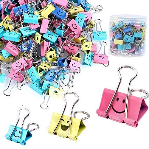 【80pack】Binder Clips,  Paper Clips,Paper Clamps with Colored Cute Hollow