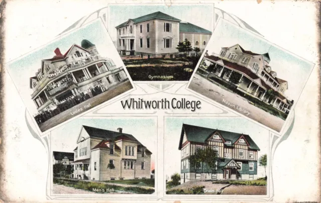 Gymnasium Library & Dormitories Whitworth College Spokane Washington WA 1910 PC
