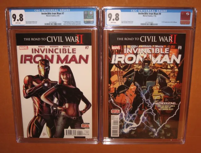 Invincible Iron Man #7  #9  BOTH 1st Print CGC 9.8 w/WHITE pages! 12 pix Insured