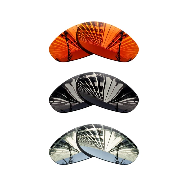 3Pair Polarized Lenses Replacement For-Oakley Monster Dog-Chrome+Black+Blaze Red