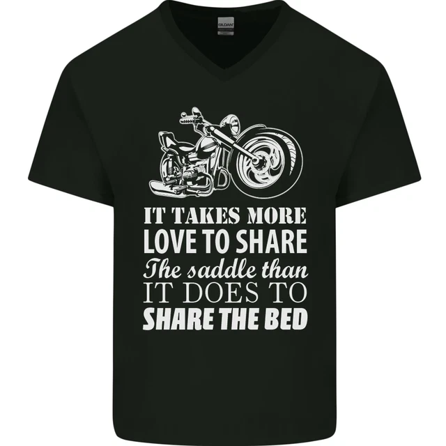 T-shirt Share the Saddle moto biker da uomo collo a V cotone