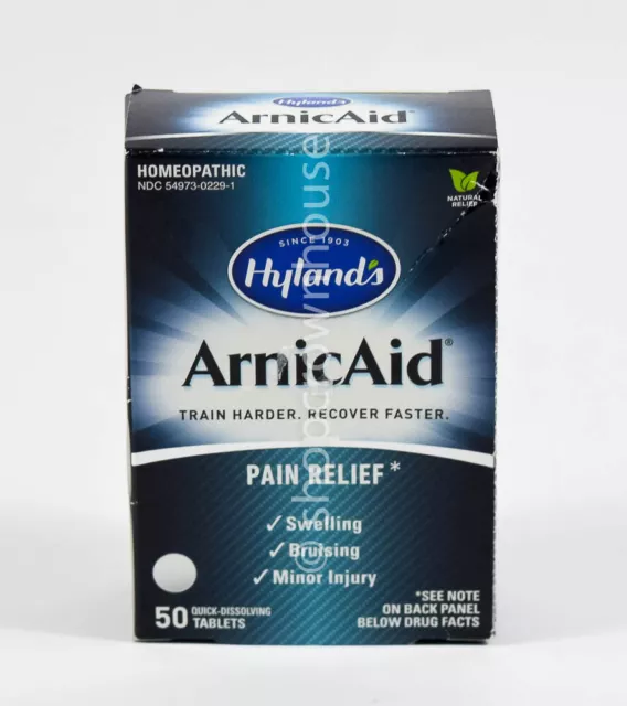 Hylands ArnicAid 50 dissolve tabs Pain Relief swelling bruising injury Natural