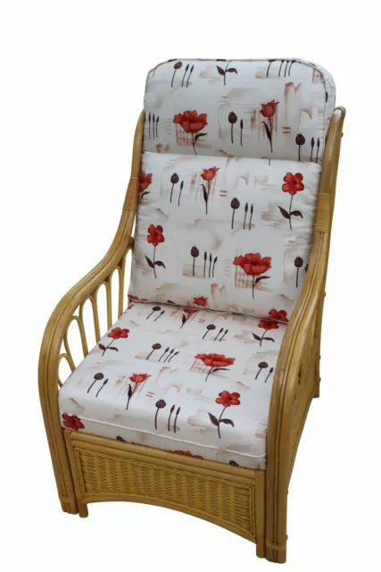 Sorrento Cane Conservatory Furniture -Single Chair - 'Poppy' Design Fabric