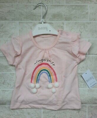 Baby Girl Set Pink 3 - 6 Months Shorts Tshirt Bow Rainbow New BNWT Matalan Smile
