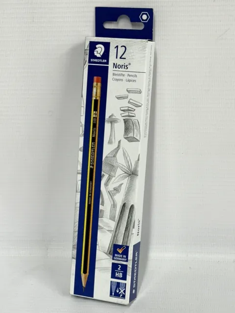 Staedtler Noris Graphite Pencils with Rubber Eraser-Tip HB 2 (Pack of 12) 122-HB