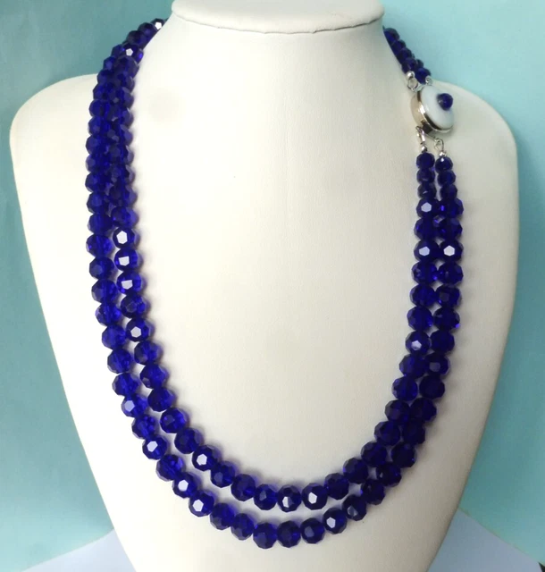 Collier En Perles Tanzanie Deux Rangs 8mm - Fermoir Nacre Et Tanzanite, Argent 925, Neuf Avec étiquettes