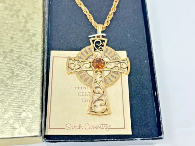 Sarah Coventry 1979 Limited Edition Celtic Cross Pendant Necklace New in Box