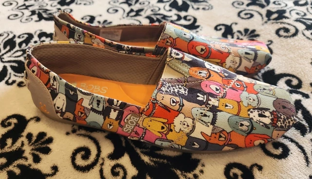 EUC Skechers Bobs For Dogs Womens Slip On Shoes Size 8 Memory Foam Bone SN 34389