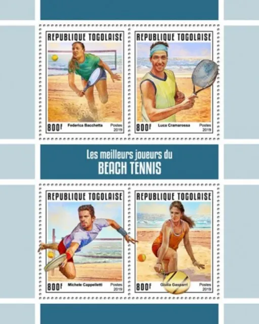 Togo - 2019 Strand Tennis Spieler - 4 Briefmarke Blatt - TG190143a
