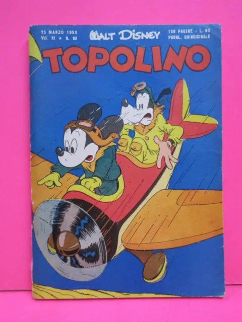 TOPOLINO libretto n. 63 Mondadori 1953 originale ottimo / edicola !!