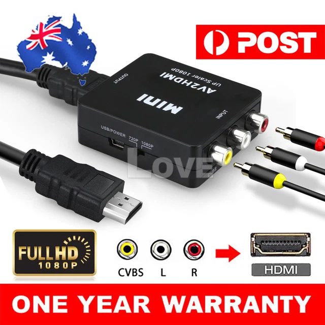 1080p Mini AV 2 HDMI Converter RCA to High Definition Upscaler Nintendo SNES N64
