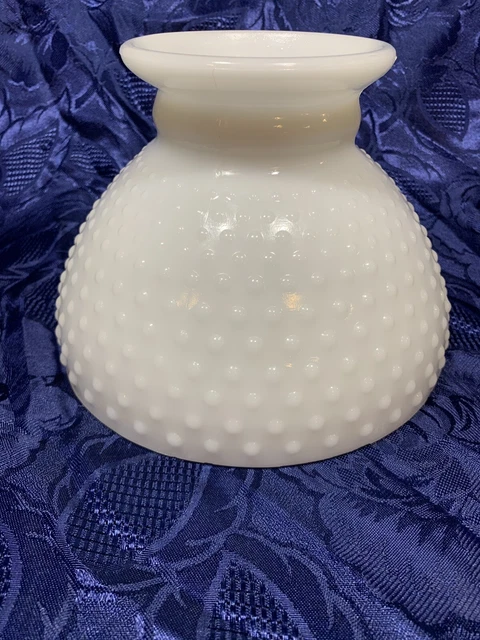 Antique Vtg White Milk Glass Student Lamp Shade Hobnail Oil GWTW Globe 8" Fitter