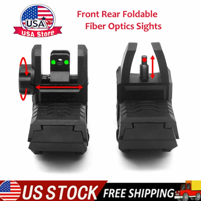 Bugleman Foldable Fiber Optics Iron Sights Flip-up Polymer Black Back up Sights/