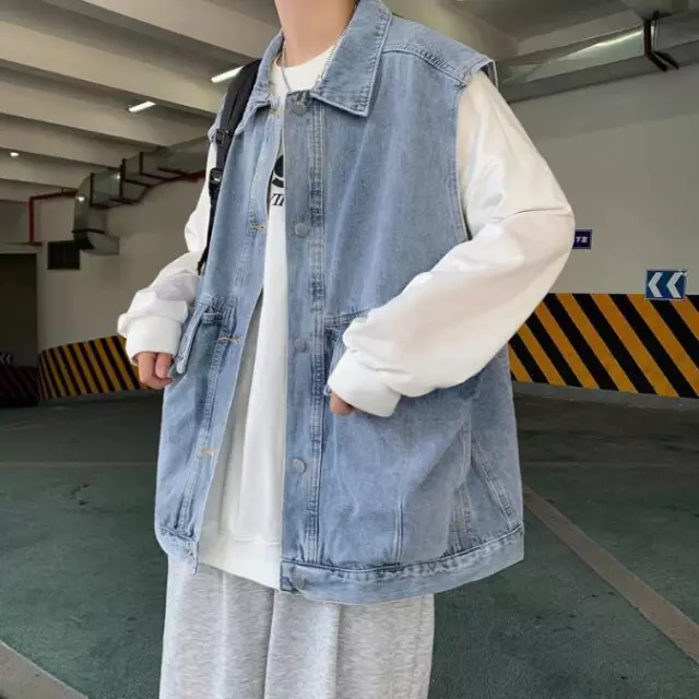 New Spring/ Fall Men's Denim vest casual Loose Sleeveless jacket Fashion Coat