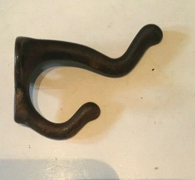 Antique Vintage Metal Double Hook Coat Hat Pot Rack Nice Great Patina