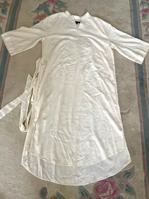 Banana Republic Ivory Silk  Dress Tunic with Tie Belt Pockets Size Small