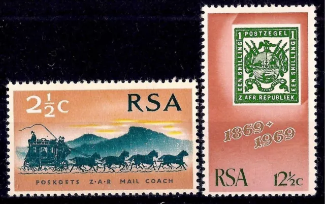 RSA 1969 Wagon Horses Post Mail Coach 1st Stamps 100th S-on-S Transport 2v MNH