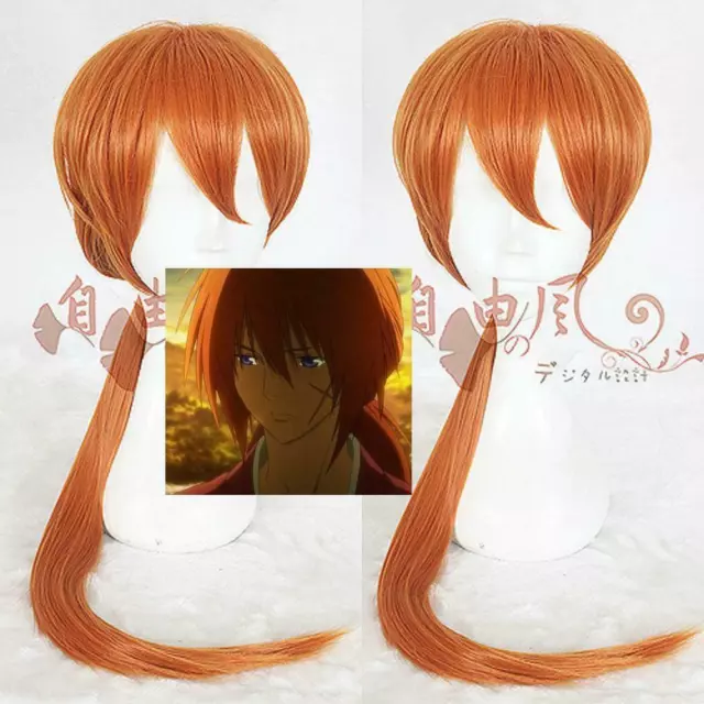 Rurouni Kenshin Himura Kenshin Orange pigtail Wig Style Cosplay Wig &J