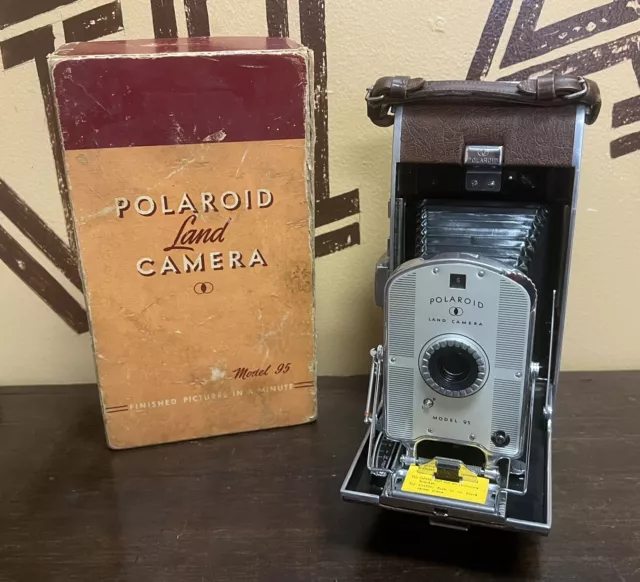 1952 Vintage POLAROID Land CAMERA Model 95 w/ Box & Paperwork Papers