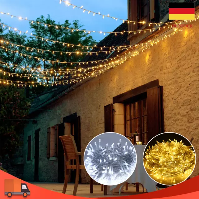 LED Lichterkette Strom Weihnachtslichterkette 10/20/30/50m Außen Innen Deko Neu