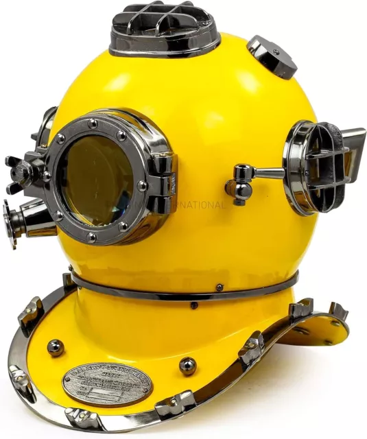 US Navy Scuba Diving Nautical Maritime Ship Snorkeling Helmet Home Decor, Yellow