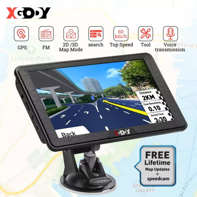 XGODY 7'' Truck GPS Navigation HGV LGV SAT NAV Full Europe Map 8GB Speed Warning