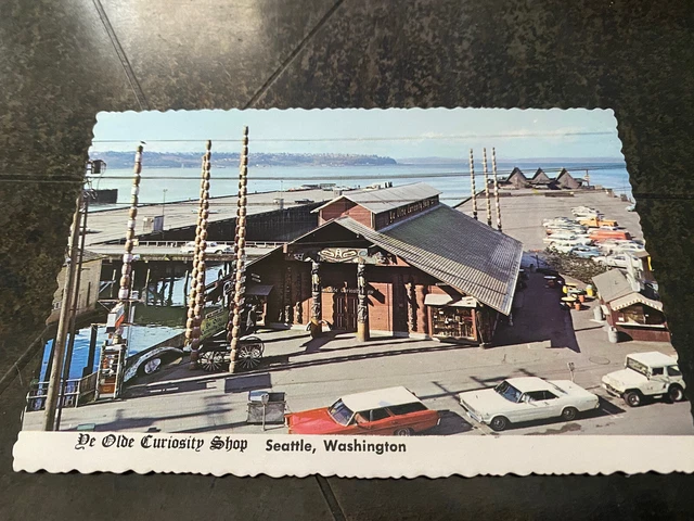Vintage Post Card Aerial View Over Ye Old'e Curiosity Shop  Seattle Washington