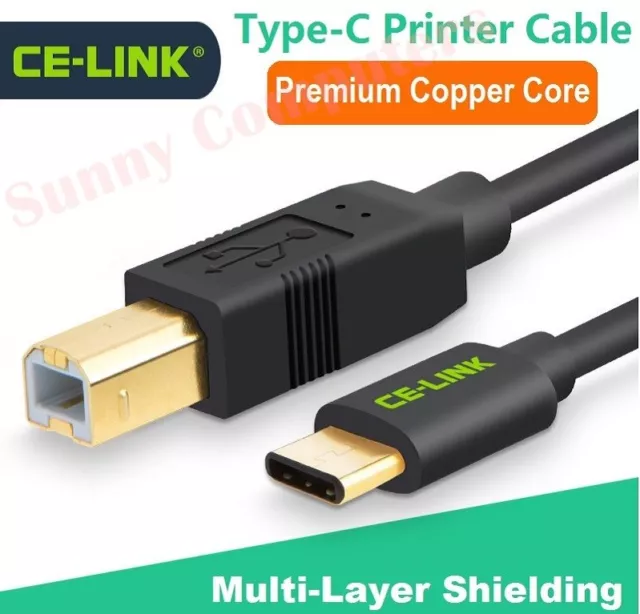 USB 3.1 Type-C Male to USB 2.0 Type-B M/M Printer Cable For Laptop Notebook PC