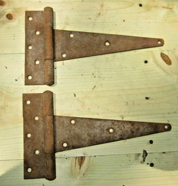 2 VINTAGE LARGE 12 1/2" x 7" BARN / SHED DOOR / GATE / WINDOW STRAP HINGES