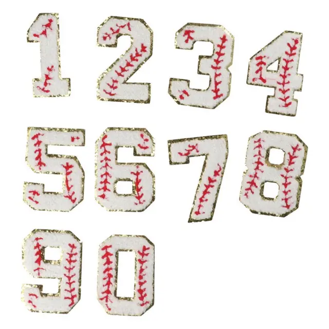 20Pcs Baseball Number Patches 3 inch Iron on  Jackets Clothing