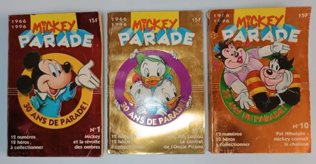 Lot 3 MICKEY PARADE 1966/1996 "12 numéros à collectionner" n°1-9-10