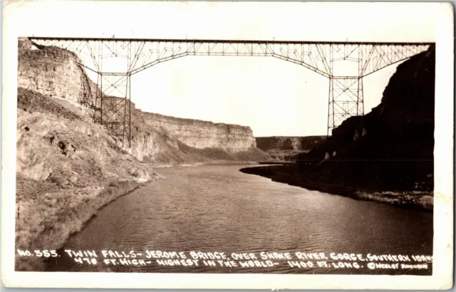 RPPC Twin Falls Jerome Bridge Snake River Gorge ID Vintage Postcard K22
