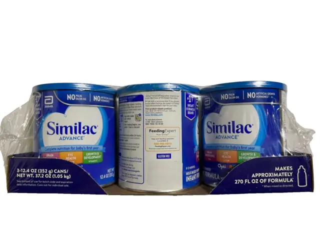 Similac Advance Milk-Based Powder Infant Formula with Iron 12.4 oz Each (3 Pack)